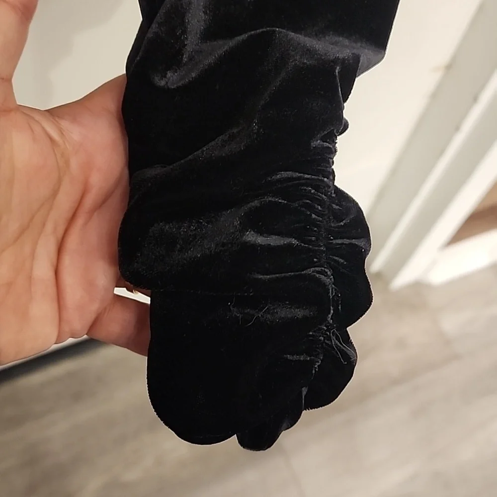 Ralph Lauren‎ Girl Black Legging Pants Velvet Velour Ruched Side size L (12-14)